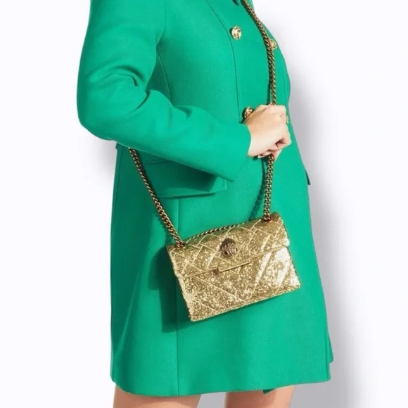 Kurt Geiger LIMITED EDITION- Gold Sparkle Mini Kensington 2-Way Bag EUC - Picture 4 of 17